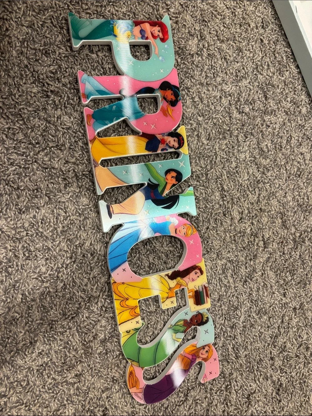 Disney Pink Blue Green Multicolor Princess Wall Name Sign